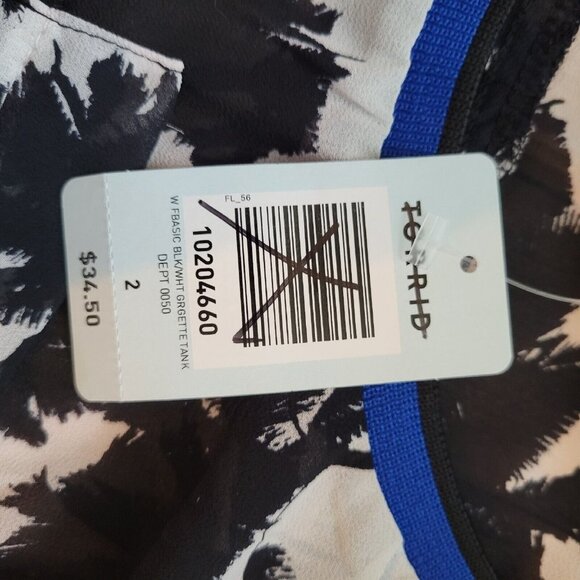 TORRID Women's Black & White Palm Tree Patterned Sheer Tank Top Blouse Size 2 NW - Picture 3 of 3